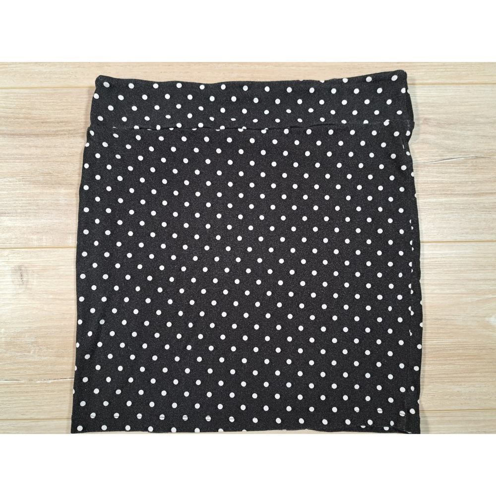 Xhilaration Womens Black White Polka Dot Mini Skirt Size S Cotton Stretch Jersey